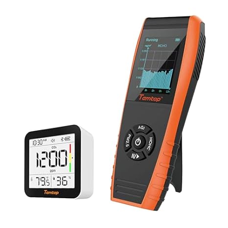 Temtop Advanced Air Quality Bundle: Monitor PM2.5, Formaldehyde, VOCs, Temperature, Humidity, and CO2 with Smart Connectivity