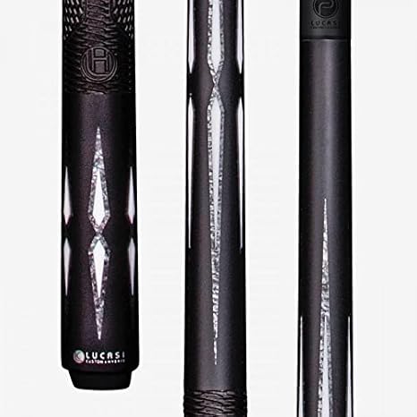 LUCASI LP20 Cue, Midnight Black, Floating Imitation BoneSilver Crush Inlay Points, Pinnacle Carbon Fiber Composite Shaft