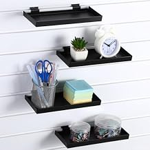 Blulu 4 Pack Slatwall Shelves, 10x4.3 Inch Metal Slatwall with Lips Heavy Duty Slatwall Storage Shelves Slatwall Accessories for Slatwall Retail Display Home Shoe Stores Boutiques Organization, Black