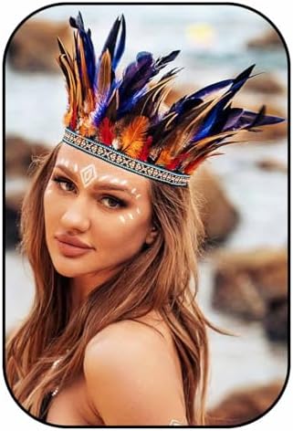 Feather Headband Indian Headdress Crown Headpiece Carnival Fascinator Costume Hair Accessories for Women