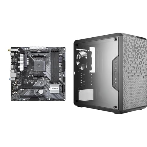 ASRock B450MAC R2.0 AM4 AMD Promontory B450 SATA 6Gbs Micro ATX AMD Motherboard & Cooler Master MasterBox Q300L Micro-ATX Tower with Magnetic Design Dust Filter, Transparent Acrylic Side Panel