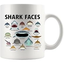 Panvola Shark Faces Shark Lover Gifts For Women Men Marine Biologist Water Animals Lovers Novelty Drinkware Ceramic Coffee Mug 11 oz White