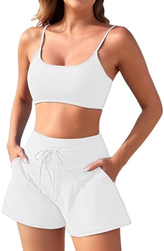 Pink Queen Women 2 Piece Bathing Suits Adjustable Strap Top Drawstring High Waisted Bikini Shorts Swimsuit with Pockets 2026