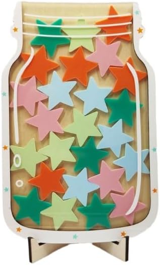 Magnetic Reward Jar, Geyrut Star Jar Reward Incentive Jars for Student Kids for Good Positive Behavior Home Classroom Responsibility Routine Training Management Tool with Colorful Stars