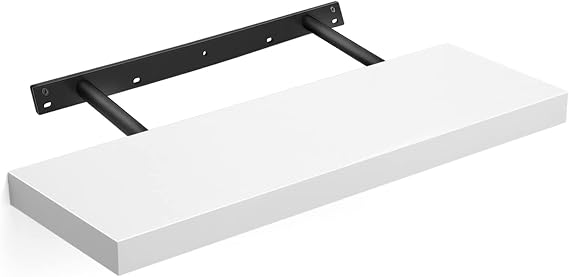 VASAGLE Yüzer Raf, FotoğRaflar için Duvar Rafı, 60 cm, Dekorasyon, Oturma Odası, Mutfak, Koridor, Yatak Odası, Banyo, Beyaz LWS26WT