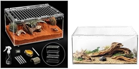 PC Small Reptile Terrarium Starter Kit,Magnetic Jumping Spider Enclosure,Hermit Crab Tank,Arboreal Tarantula Cage for Praying Mantis,Frog Vivarium,Lizard Container,Insect Housing,Gecko Habitat