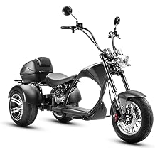 eAhora 2000W M1P Tricycle 26-37MPH Electric Motorcycle for Adults 60V 30AH/40AH Battery Long Range 55/68Miles Electric Trike Full Suspension Dual Hydraulic Brake Electric Motorcycle