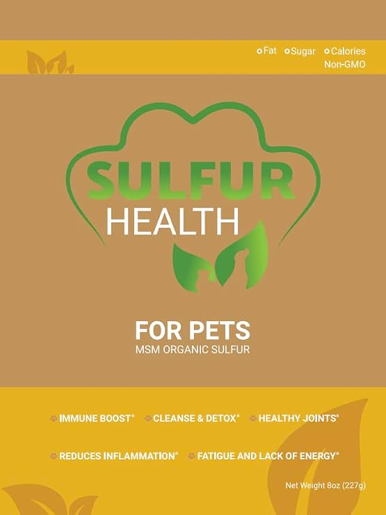 Organic Pet Sulfur - 99.9% Pure MSM Supplement for Pets - Lab-Tested and Certified Pet MSM
