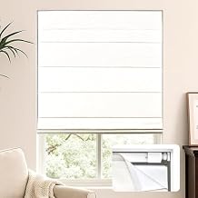 LazBlinds No Tools No Drill Cordless Roman Shades for Windows, Blackout Thermal Insulated UV Blocking Window Blinds, Lightweight Fabric Blinds for Indoor Windows, 34" W x 72" H, Blackout - White