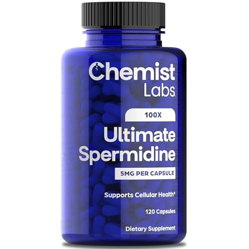 Ultimate Spermidine Supplements for Men and Women, 100x Formula, Longevity Supplements Support, 5 mg Per Capsule, 3rd Party Tested, Vegan, 120 Servings