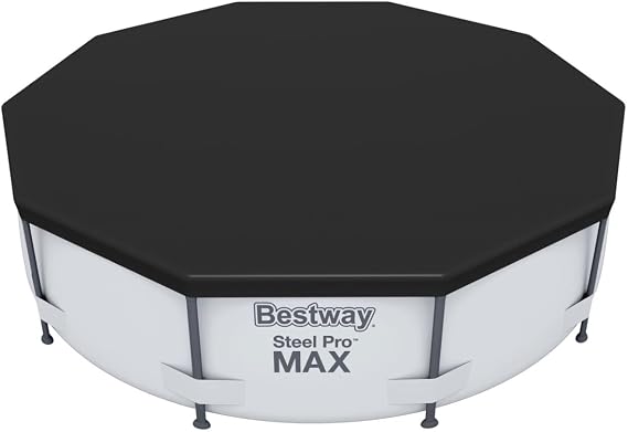 Bestway 58036-19 Flowclear Swimming Pool Cover for Steel Pro Max Round Pools, 10 ft, Black