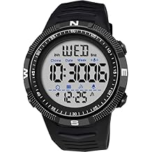 findtime Mens Digital Sports Watch Dual Time Countdown Waterproof Stopwatch LED Screen Military Wrist Watches for Men