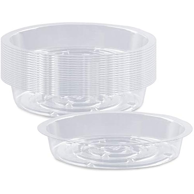 Rocutus Plant Saucer,20 Pack Plastic Plant Saucer Drip Trays Small Plant Plate Dish,Heavy Duty Clear Plastic Plant Saucers Flower Pot Tray Flower Pot Drip Pan for Indoor and Outdoor Plants 6 Inch
