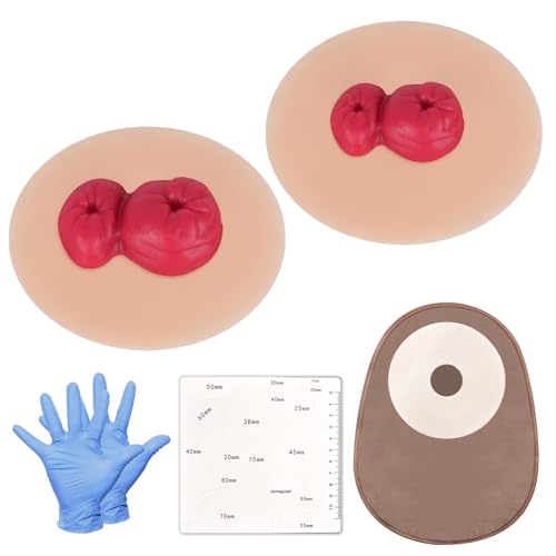 Sticky Loop Ileostomy Simulators, Double-Barrel Stoma Training Model Set, Multi-Skin Tone Ostomy Care Practice Models for Medical Training and Patient Education - Light