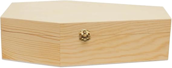 Large Halloween Coffin Box 12 Inch, Unfinished Wood, Use As Halloween Decor and Crafts, Pet Casket, by Woodpeckers