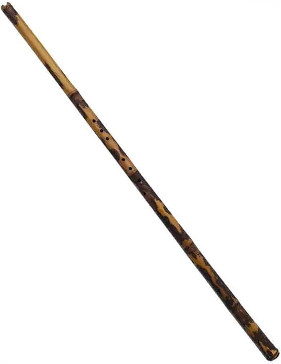 Bamboo Flute Dizi Qin Xiao Flute Purple Bamboo Flute Tiger Stripe Vertical Flute Chinese Music Instrument 8 Hole Small Diameter(F Key)