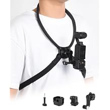 UTEBIT Neck Mount Action Camera Neck Mount Quick Release & Adjustable Chest Strap, 2-Prong Interface Chest Mount for GoPro Hero 13/12/11/10/9 DJI Osmo 360/Nano/Action 6/5 pro/4/3 for Insta360 Ace Pro