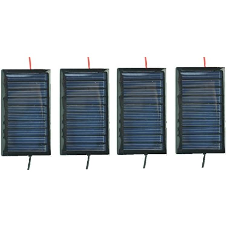 AMX Solar 5V 30mA 53X30mm Micro Mini Power Cells for Panels With Wires - DIY Projects - Toys - 3.6v Charge 4 Pcs