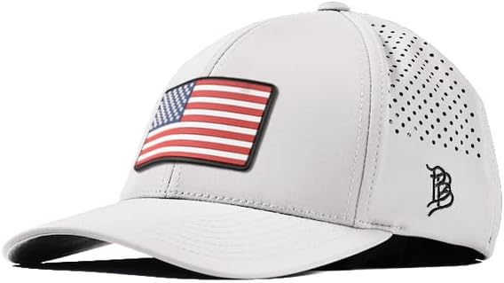 Branded Bills Old Glory USA Flag PVC Curved Performance Hat for Men