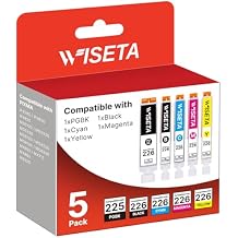 225 226 Ink Cartridges Value Pack Replacement for Canon 225 and 226 Ink Cartridges PGI225 CLI226 to Use with MX882 MG5220 MG5320 MG6120 MG6220 (PGBK, Black, Cyan, Magenta, Yellow, 5 Pack)