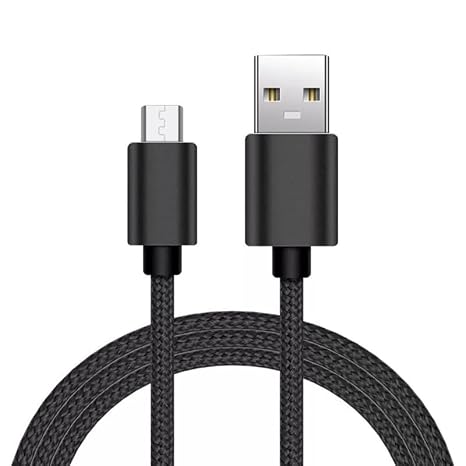 Braided USB Cable Charging Cord/Charger Power Lead Wire Compatible with Asus ZenFone Go ZB450KL / Black / (1m / 3.3ft)