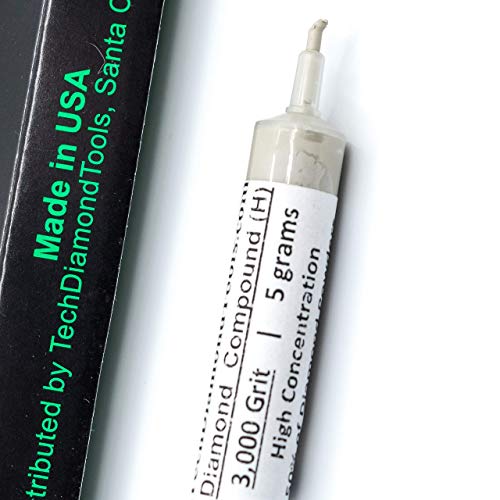 TechDiamondTools Diamond Polishing Compound Polishing Paste USA Made 3,000 Grit 3-6 Microns for Marble Glass Metal Rock Jewelry Resin Silver Chrome Gemstone with High Concentration of Diamond Powder