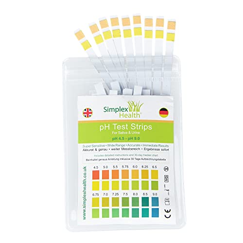 SimplexHealth pH Dual Test Strips to Test Urine & Saliva 25 Strips
