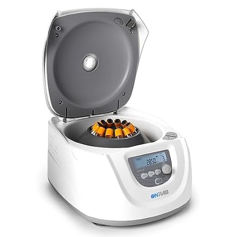 ONiLAB Professional PRP Centrifuge Machine 15mLx8, 10mL/7mL/1.5-5mlx 12, Lab Benchtop Centrifuge, 3 Preloaded Programs for Fast Operation,Store 9 Programs, 30sec-99min,300-4500rpm(Max. 2490xg) | Compatible with 10ml/7ml/1.5-5ml Tubes, 3 Preloaded Programs, Stores 9 Programs and 30sec-99min Timer
