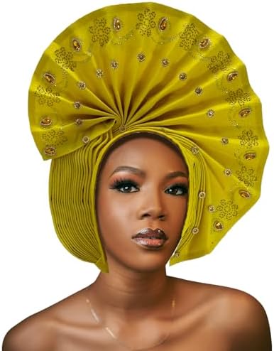 Nigerian for Women Turban Head Wrap African Gele Headties Female Handmade Sewing Fashion Head Tie Women hat for Party