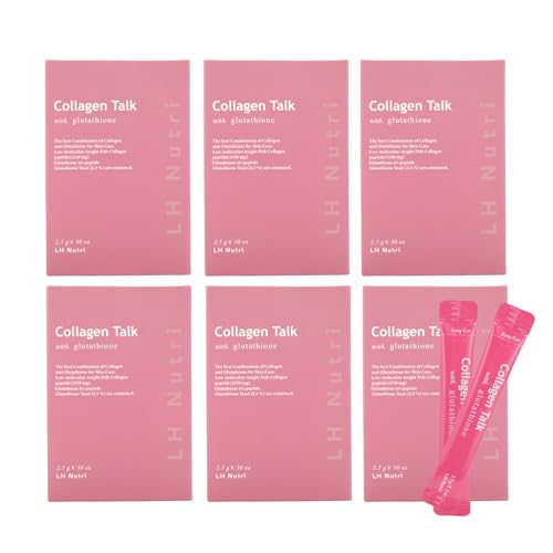 LH Nutri Premium Collagen Peptide with Glutathione Enhanced Skin Health, 1250mg Fish Collagen, Non-GMO for 6 Month - 180 Sachet