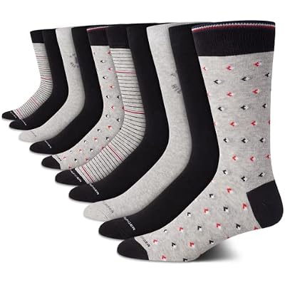Tommy Hilfiger Mens Casual Soft Cotton Blend Crew Socks - 10 Pack