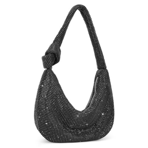 UBORSE Knotted Rhinestone Purse for Women Formal Evening Bag Wedding Clutch Purse Sparkly Prom Cocktail Party Handbag