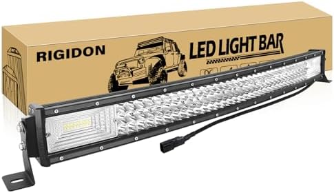 RIGIDON 32 Inch 405W Curved LED Light Bar with DT Connector, Triple Row Flood Spot Combo 40500LM Light Bar Waterproof Driving Boat Offroad LED Work Light for ATV UTV Truck