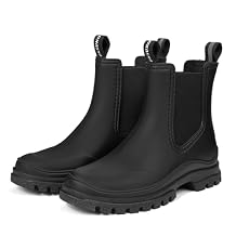 DKSUKO Chelsea Rain Boots for Women - Waterproof Ankle Boots, Elastic Slip-On Short Boots with Removable Insole