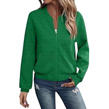 Bomber Jacket Women Textured Zip Up Casual Jackets Lightweight Fall Cropped Quilted Jackets Coat with Pockets