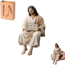 Jesus Figurines,#39;'i Am with You Always'' Hand-Painted Resin Jesus Figurine, Desk Companion Figurine, Decorative for Car Dashboard Home Office Table (M*1Pcs)
