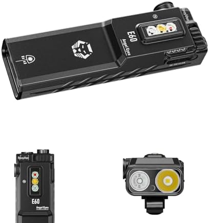 RovyVon Angle Eyes E60 Pocket Flashlight Max Output 1500 Lumens USB-C Rechargeable EDC Flashlights,Green Beam,365nm UV Light,with WhiteRedUV Sidelights,Removable Two-Way Clip Black
