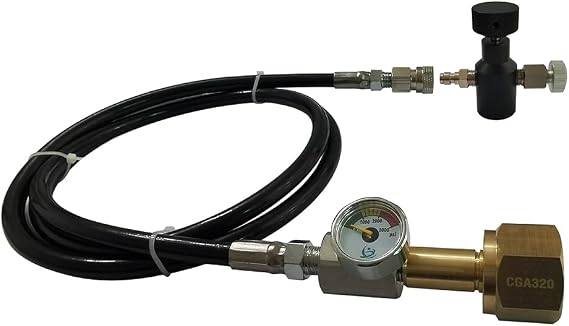 Soda Water CO2 Cylinder Fill Station Refill Adapter 52 Inch Hose Connector CGA320 from Big Co2 Tank Filling Small Bottle