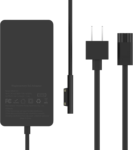 127W Charger for Microsoft Surface Book 3, 2, 1, Laptop Studio 2, 1 | Power Adapter Compatible with Windows Surface Pro/Laptop/Go, 10FT Cable with Powerful Magnetic Plug, LED, Support 102W
