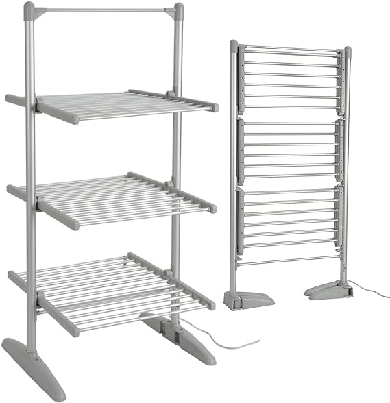 ZJIEX Electric Heated Clothes Airer Dryer 3-Tier Foldable Electric Clothes Dryers Indoor Low Energy Heated Drying Racks 300W 45-55C Constant Temperature