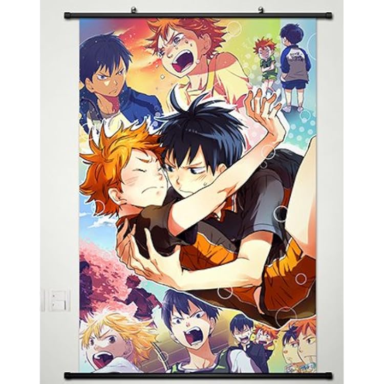 Haikyuu!! Wall Scroll Poster Fabric Painting for Anime Shouyou Hinata & Tobio Kageyama S