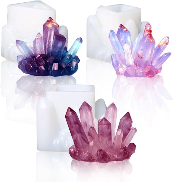 BIGEBO 3 PCS Resin Crystal Molds, Iceberg Epoxy Resin Mold Quartz Rock Epoxy Resin Casting Mold Druzy Gem Mold for Jewelry Making Polymer Clay Soap Candle DIY Home Decoration
