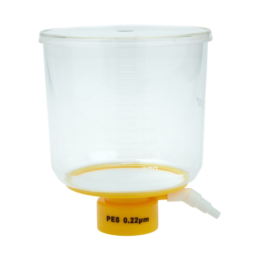 Celltreat 229718 Bottle Top Filter, Sterile, Graduated, PES Filter Material, 0.22µm Pore size, 90mm Diameter, 1000mL Volume Case of 24