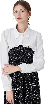 Long Sleeve Crop Top Detachable Collar Half Shirt Blouse Fake Collar for Women Girl