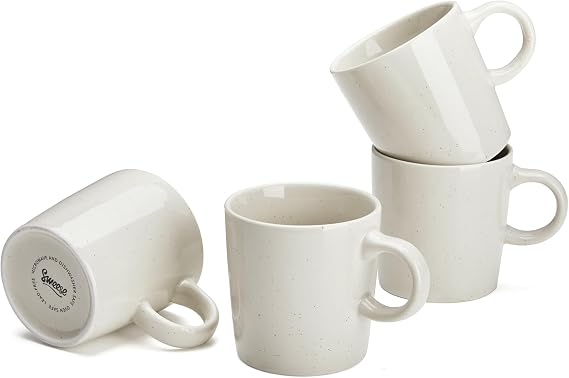 Sweese 3.5oz Porcelain Espresso Cups Set of 4, Mini Coffee Mugs Demitasse Cups - White Grey