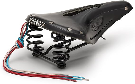 Brooks England Flyer Carved, Touring Leather Handmade Bike Saddle with Suspension Springs, Black, One Size | bike-saddles-and-seats