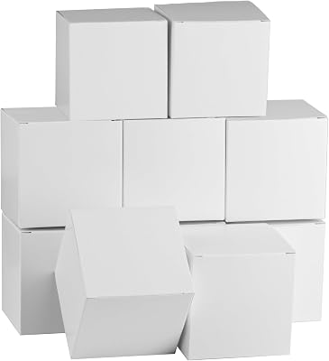 QBXMY7 10Pcs Small Gift Boxes with Lids,Mini White Gift Box,Cardboard Paper Present Box Favour Box,Small Party Favor Boxes for Birthday Wedding Christmas Bridesmaid Gift Box with Lid,3.9x3.9x3.9in