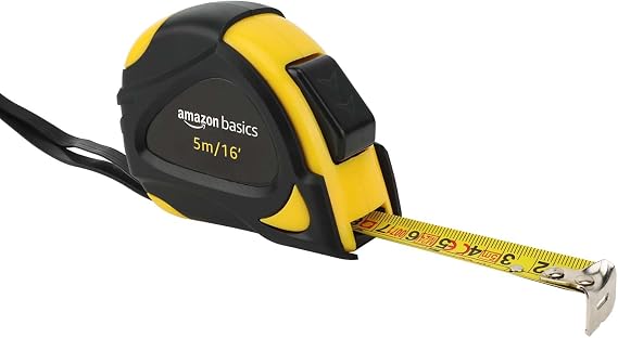 Amazon Basics Self Locking Tape Measure (5m) Scale MID Accuracy Black Yellow