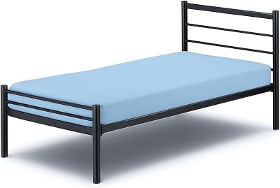 Cottington Lane Cot Fitted Sheet 30 x 75, 100% Brushed Microfiber, 1 PC Cot Size Bottom Sheet Only, Perfect for Narrow Twin, Camp Bunk, Army Cots, Trifold Mattress, Guest Bed Replacement, Light Blue