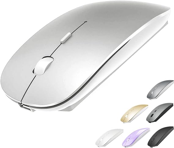 KLO Rechargeable Bluetooth 5.2/3.0/Type-C/USB-2.4G Mouse for MacBook/MacBook air/Pro/iPad, Wireless Mouse for Laptop/Notebook/pc/iPad/Chromebook (Gold)